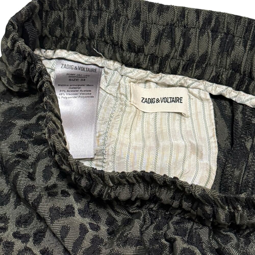 Zadig & Voltaire Pomy Jac Leo Track Pants Leopard Print Jacquard Green Black 34 - Picture 3 of 9